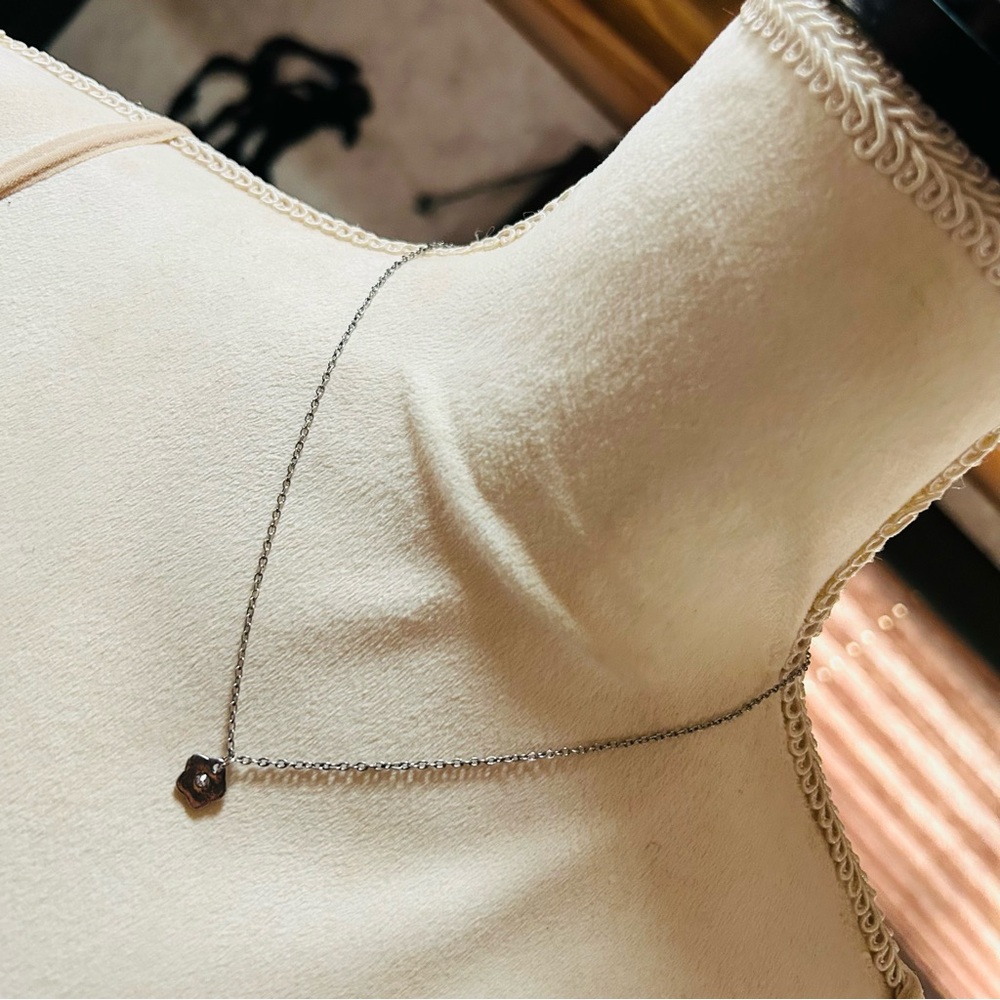 Handcrafted clear glass stone accent flower pendant on chain necklace